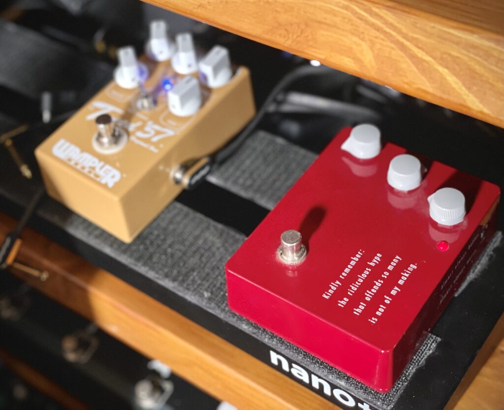 This is a photo of my pedalboard.

There are two pedals shown: my Wampler Tweed 57 Overdrive, and my Klon KTR.