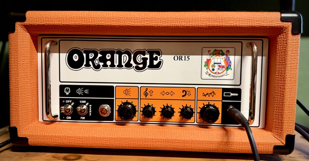 A photo of the front of my Orange OR15 amplifier.